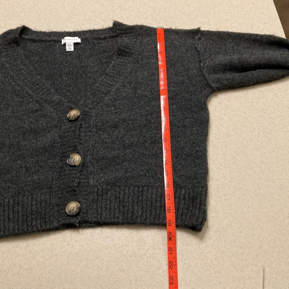 Topshop Charcoal Button-Up Cardigan Women Size 4-6 - Picture 7 of 10